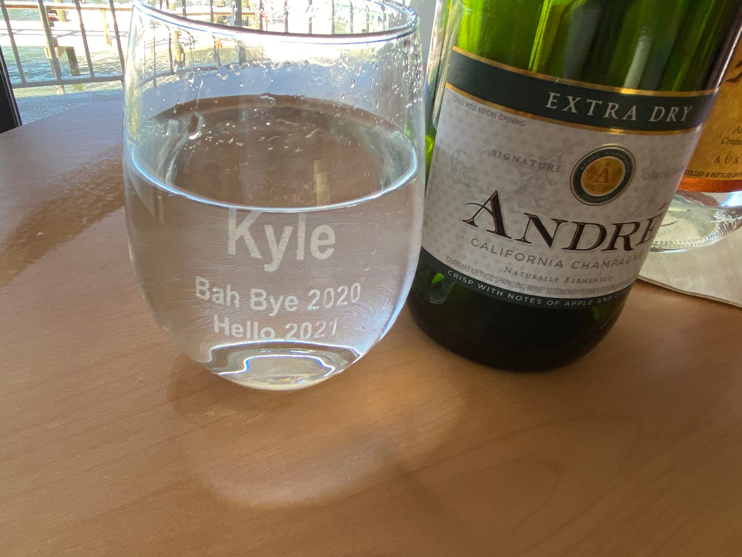 Personalized Stemless Wine Glasses, Laser Engraved, Set of 2