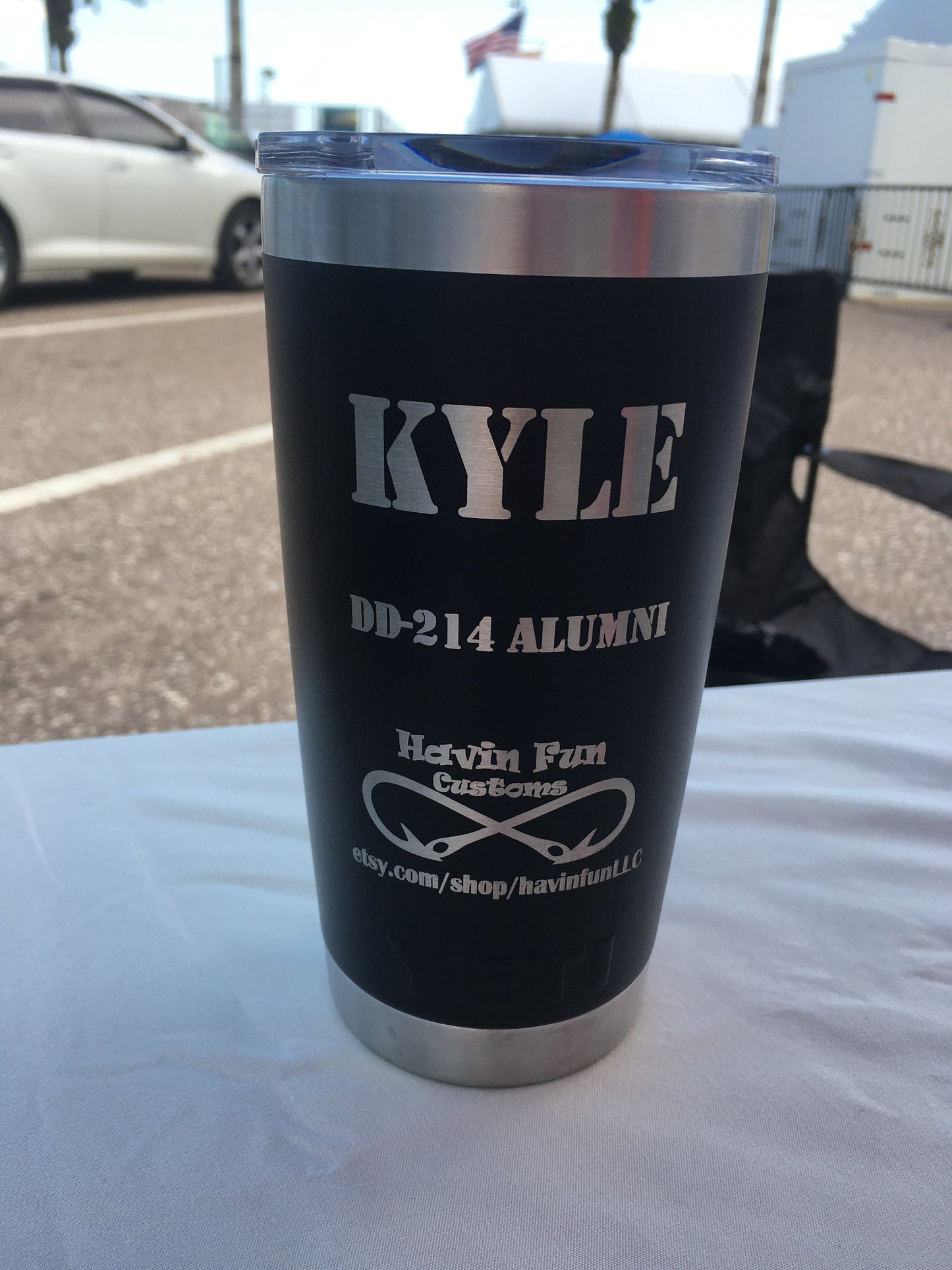 Laser Engraved 20 oz Yeti Tumbler, Fishing Design, Personalized Cup