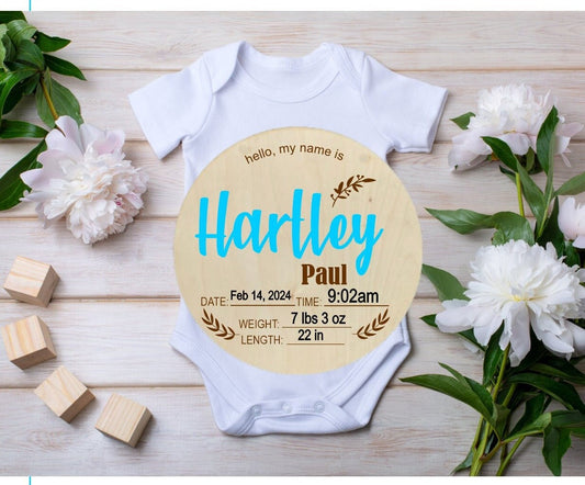 Celebrate the Arrival: Customizable Laser Engraved Wood Sign for Your Precious Baby Announcement