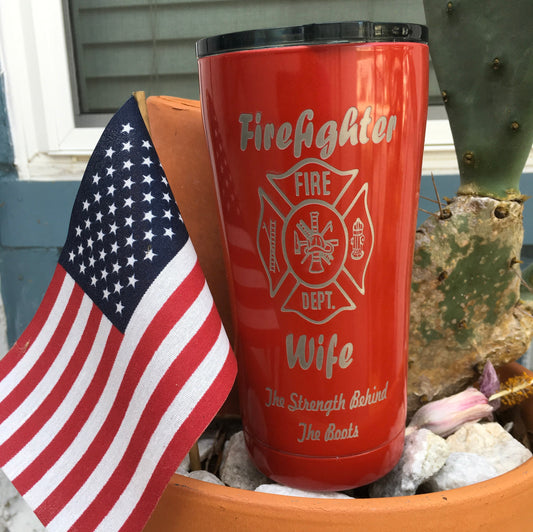 Custom Engraved Firefighter Tumbler, Fire and Rescue Gift